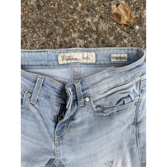 BKE Stella Jeans Womens Mid Rise Slim Bootcut Stretch Denim Distressed 25X31.5 - Picture 2 of 7